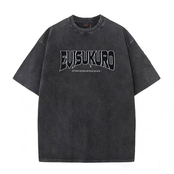 Evisu New Letter Print Distressed Washed Short-Sleeve Casual Loose T-Shirt